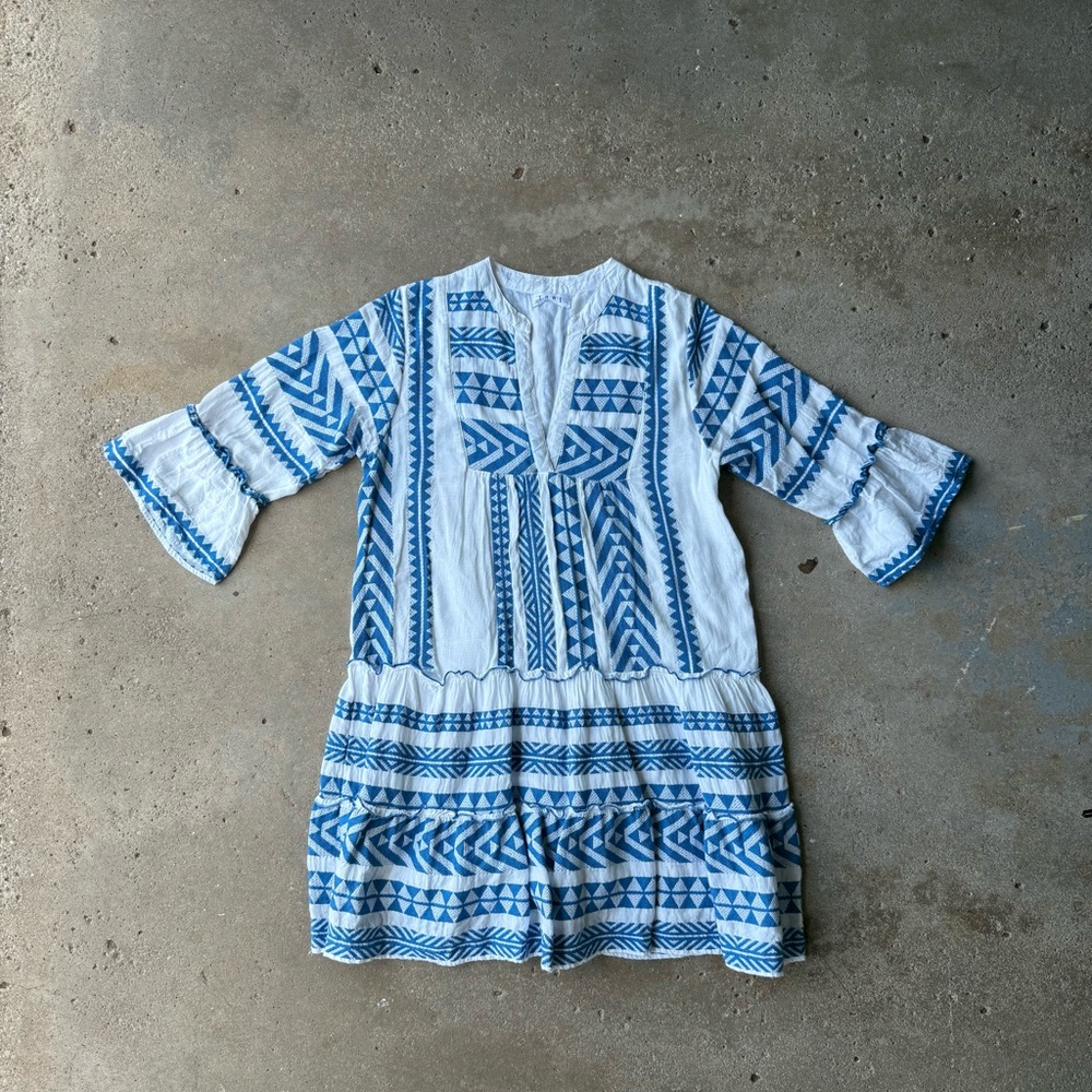 THML Blue and White Midi Dress | M